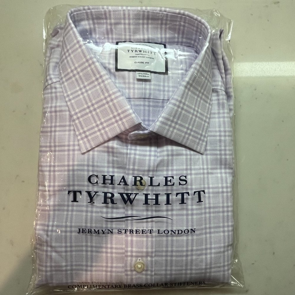 Charles Tyrwhitt Mens Cotton Shirt Long Sleeve fall/winter weight NWT.